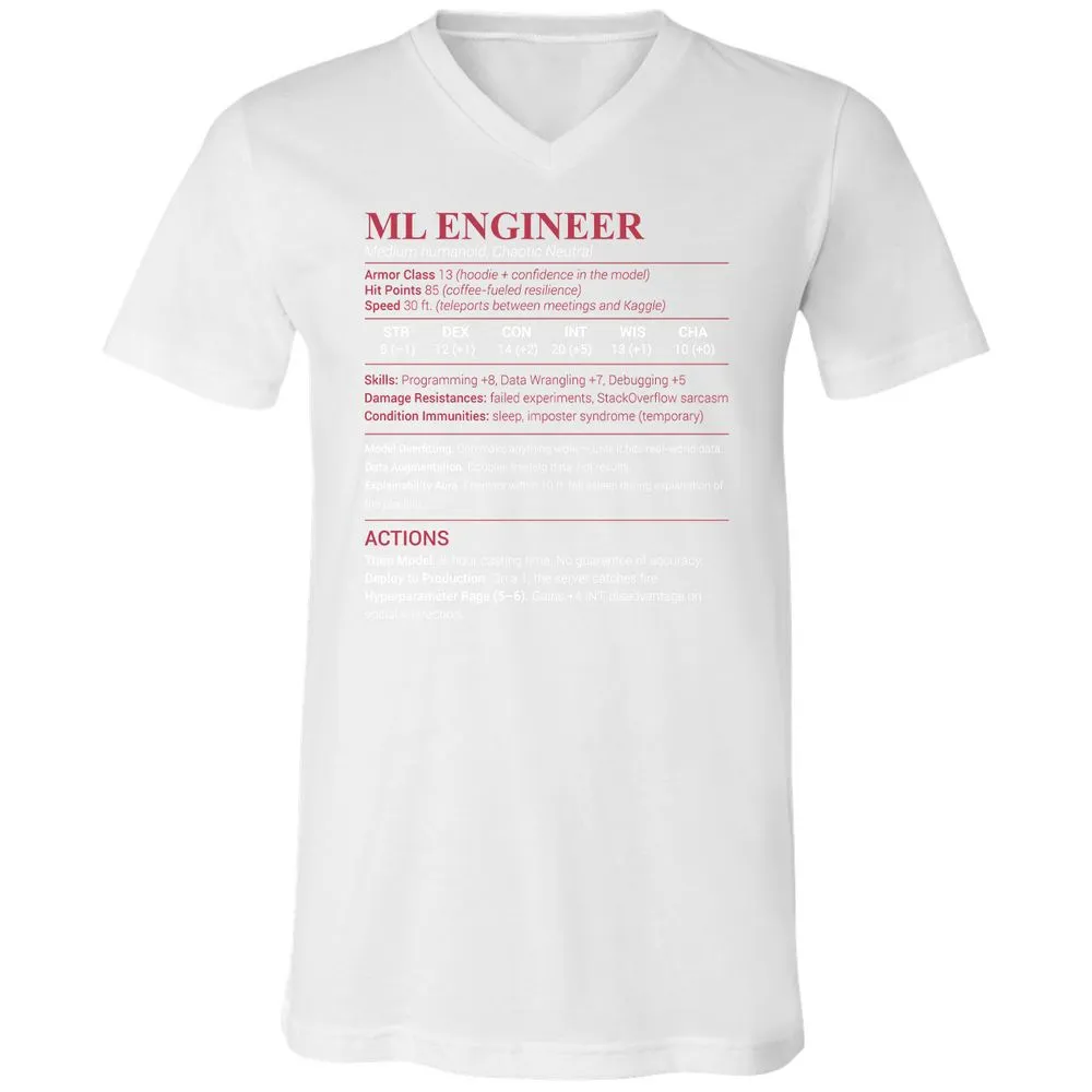 ML Engineer Unisex V-Neck T-Shirt - White - 5