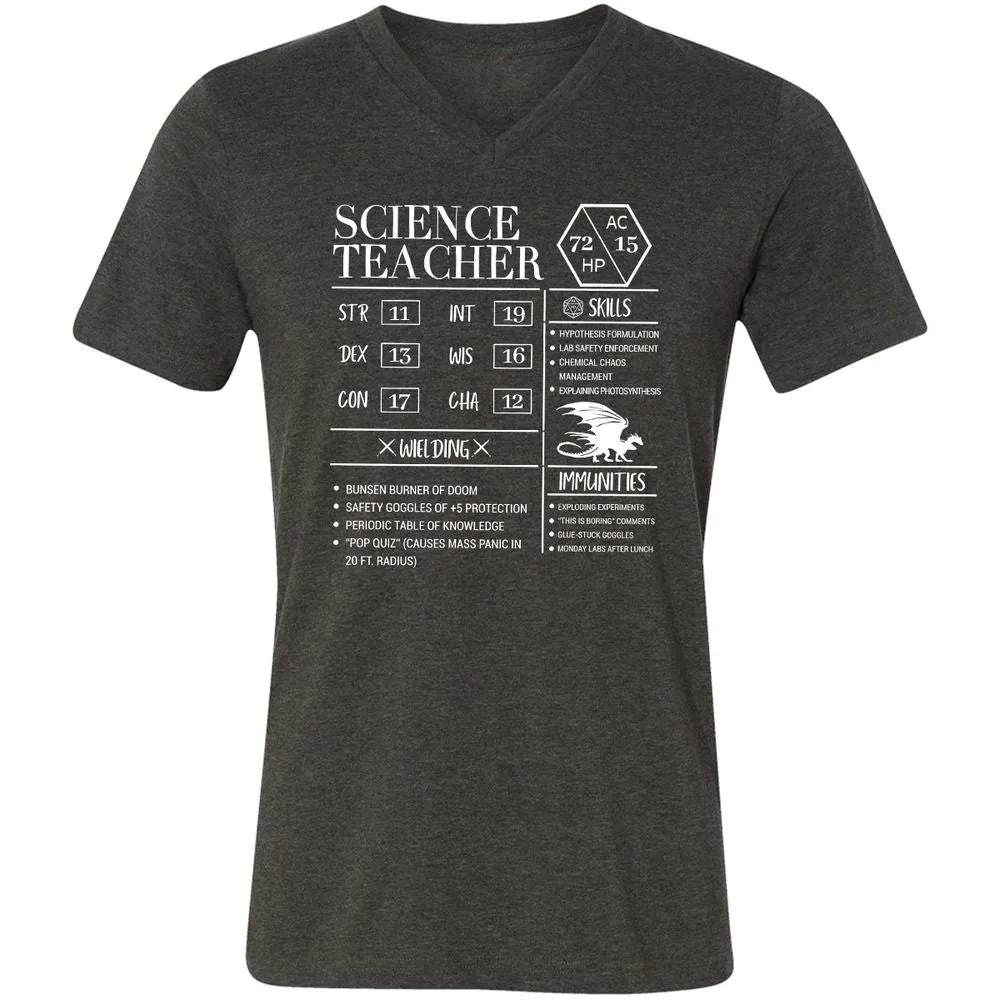 Science Teacher New Unisex V-Neck T-Shirt - Dark Grey Heather - 8