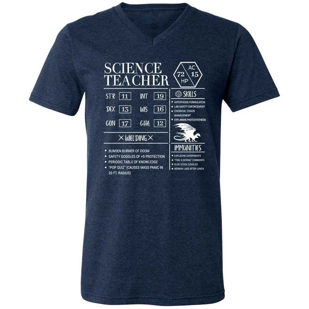 Science Teacher New Unisex V-Neck T-Shirt - Heather Navy - 15