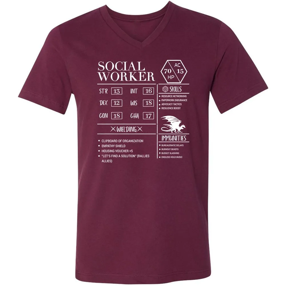 Social Worker New Unisex V-Neck T-Shirt - Maroon - 6