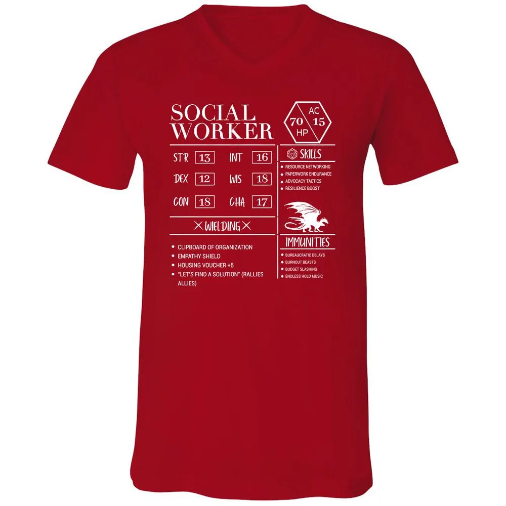 Social Worker New Unisex V-Neck T-Shirt - Red - 3