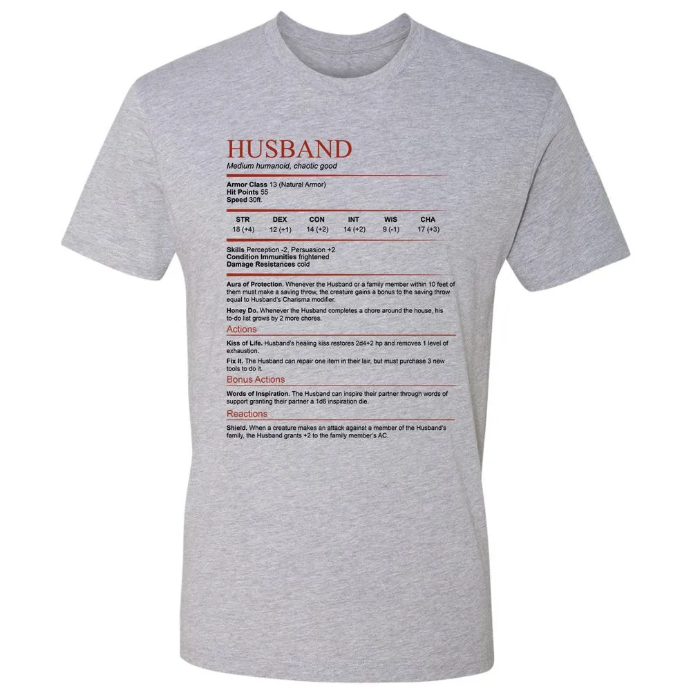 Husband White Premium Unisex T-Shirt - Heather Grey - 9