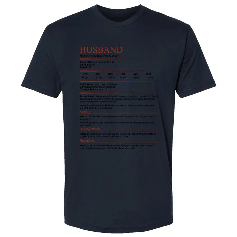 Husband White Premium Unisex T-Shirt - Midnight Navy - 14