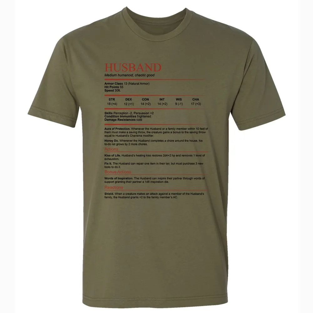Husband White Premium Unisex T-Shirt - Military Green - 5