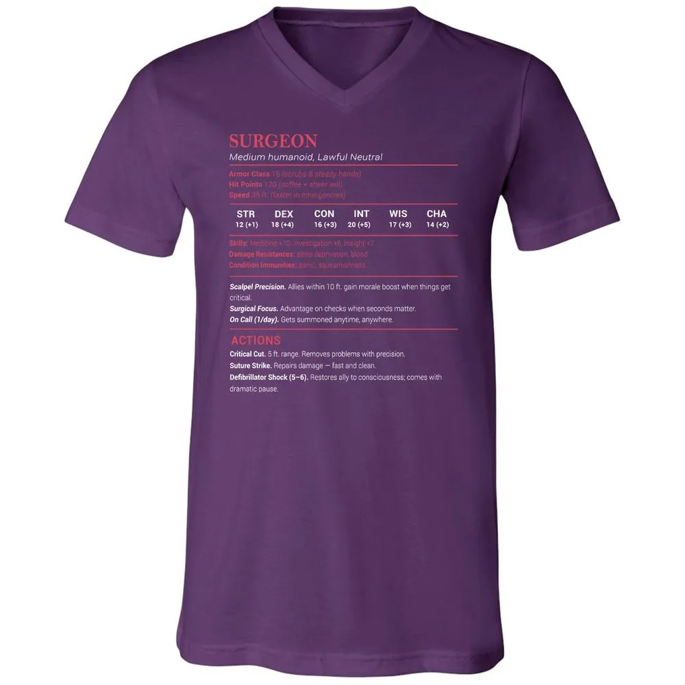 Surgeon Stats Unisex V-Neck T-Shirt - Team Purple - 9