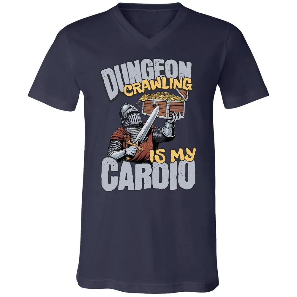 Dungeon Crawling Is My Cardio Unisex V-Neck T-Shirt - Navy - 2