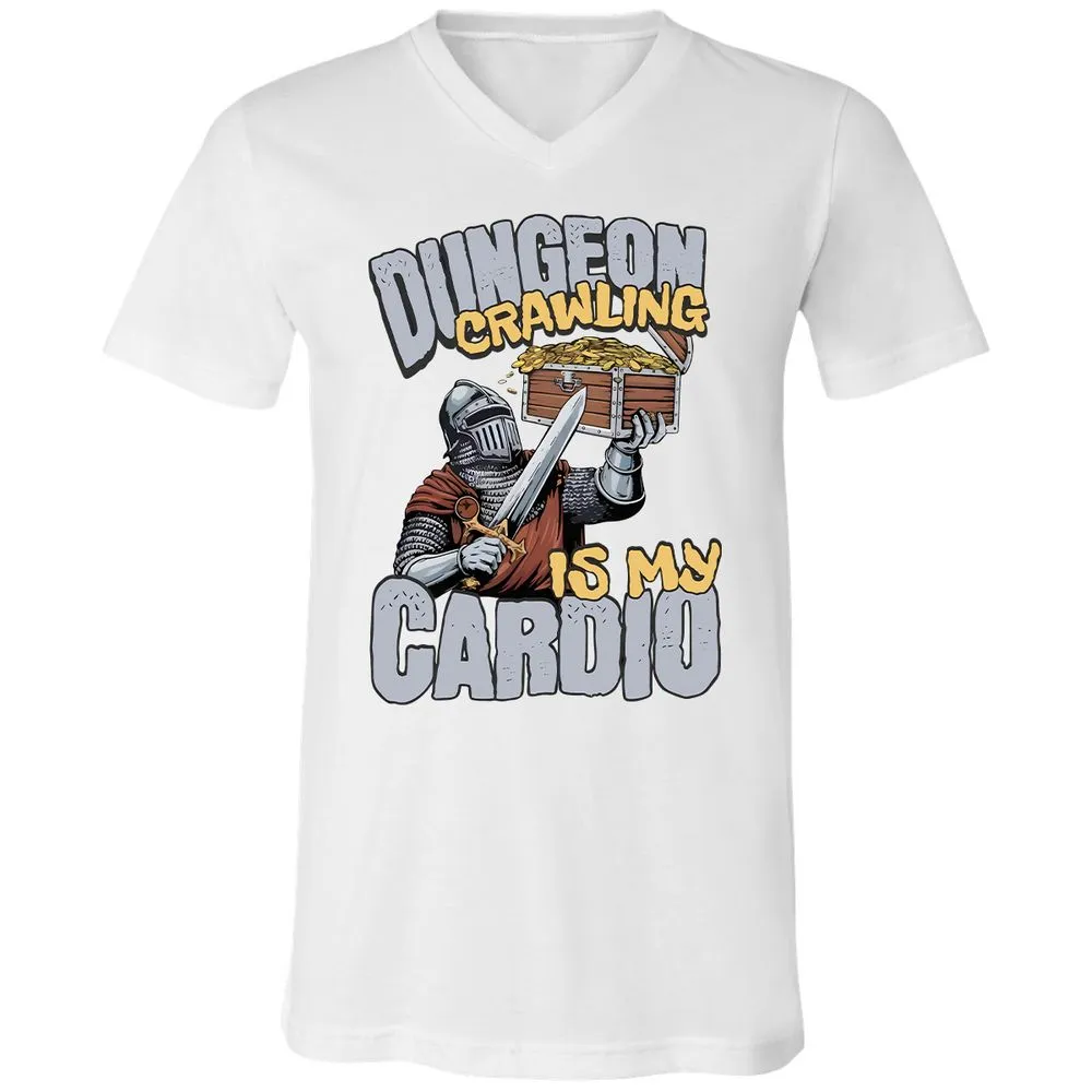Dungeon Crawling Is My Cardio Unisex V-Neck T-Shirt - White - 5