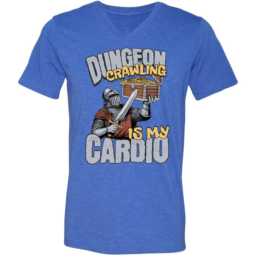 Dungeon Crawling Is My Cardio Unisex V-Neck T-Shirt - Heather True Royal - 14