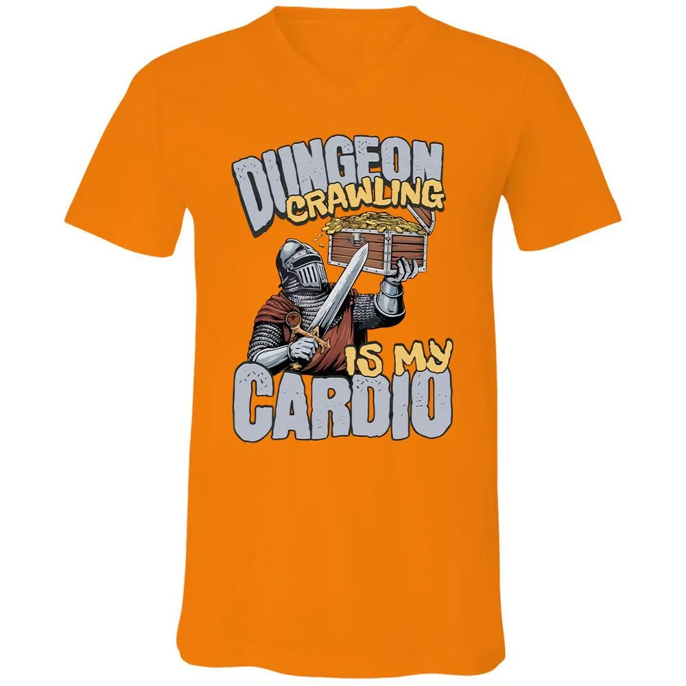 Dungeon Crawling Is My Cardio Unisex V-Neck T-Shirt - Orange - 11
