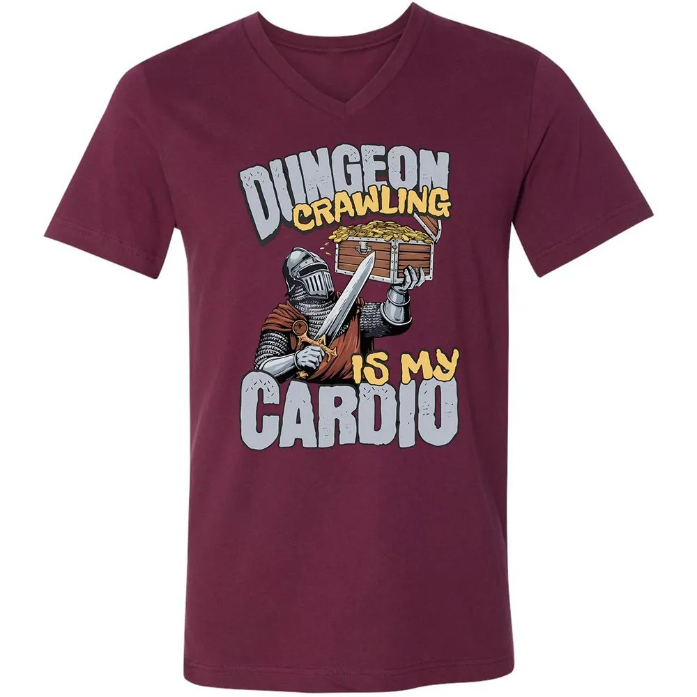 Dungeon Crawling Is My Cardio Unisex V-Neck T-Shirt - Maroon - 6