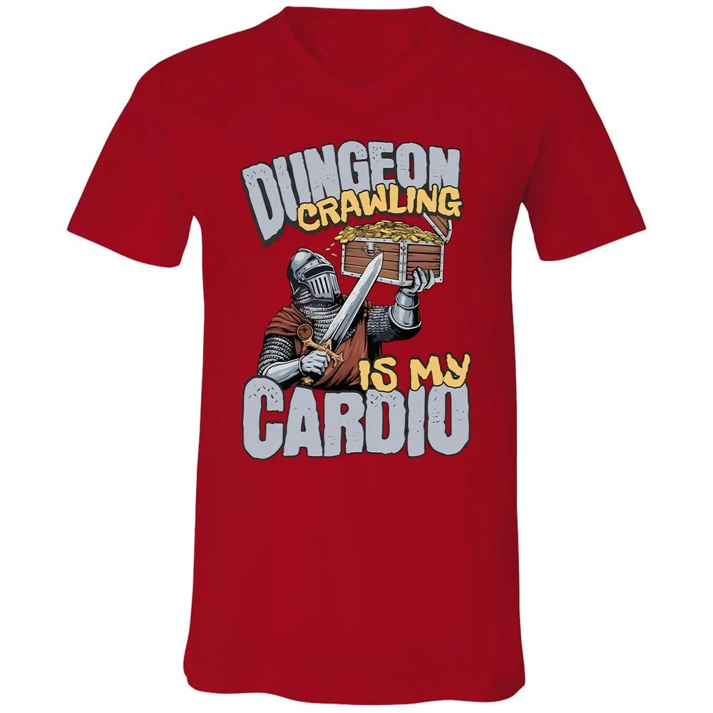Dungeon Crawling Is My Cardio Unisex V-Neck T-Shirt - Red - 3