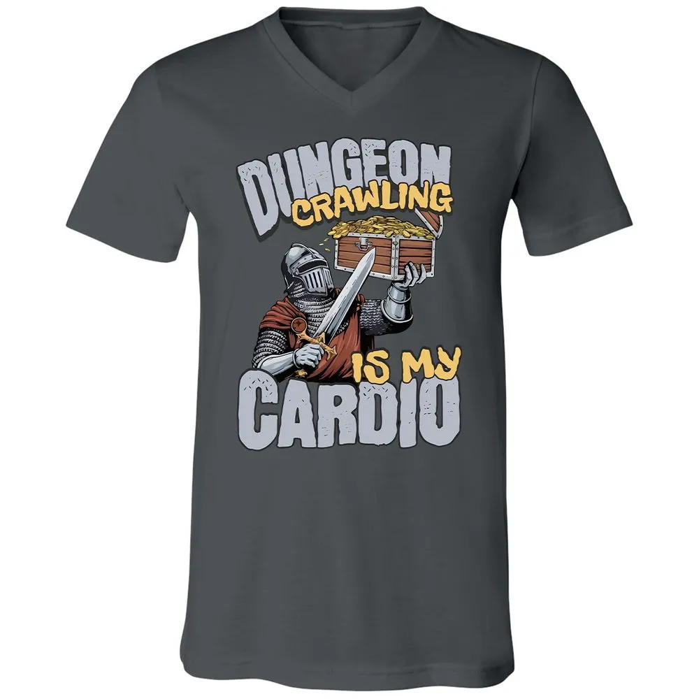Dungeon Crawling Is My Cardio Unisex V-Neck T-Shirt - Asphalt - 12
