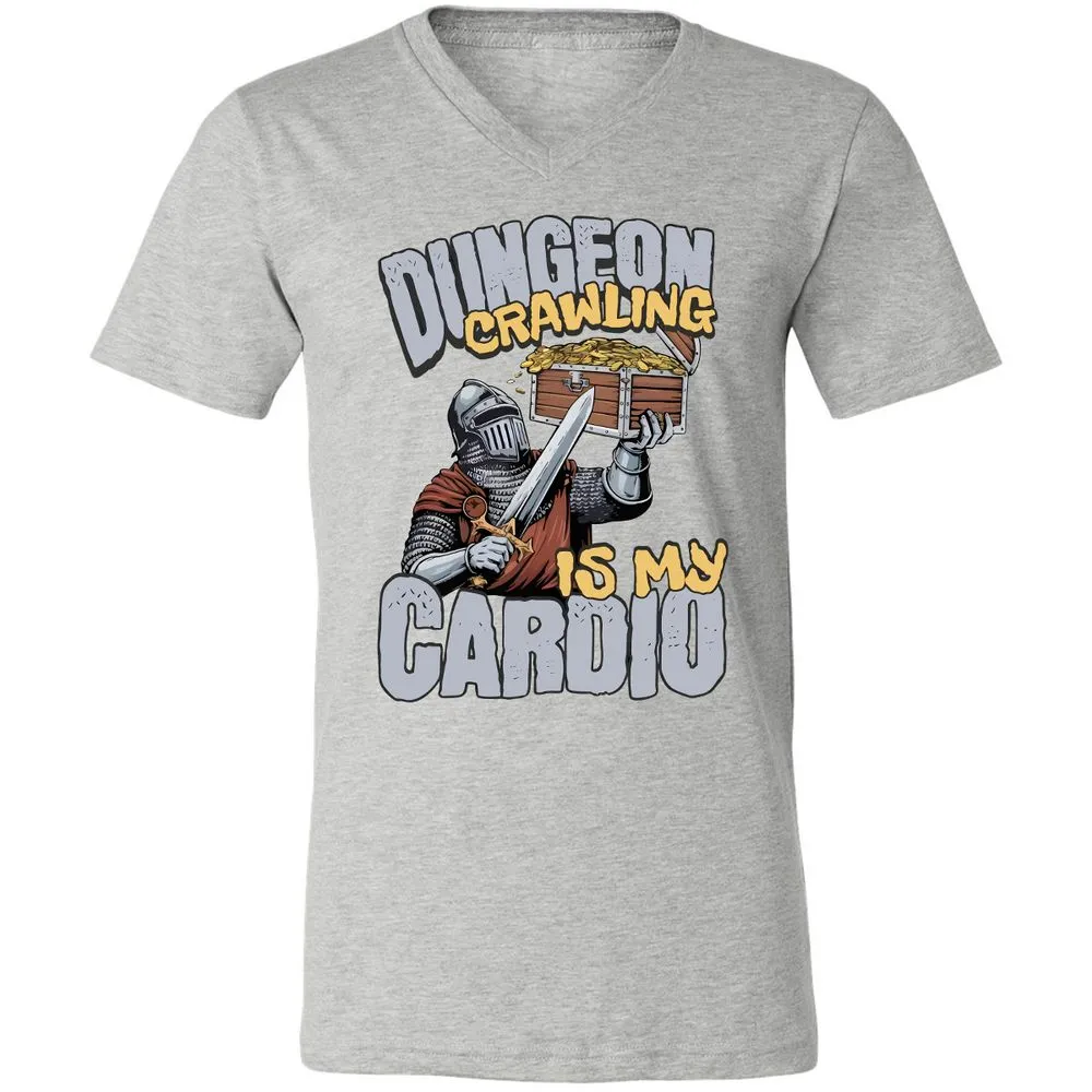 Dungeon Crawling Is My Cardio Unisex V-Neck T-Shirt - Athletic Heather - 7