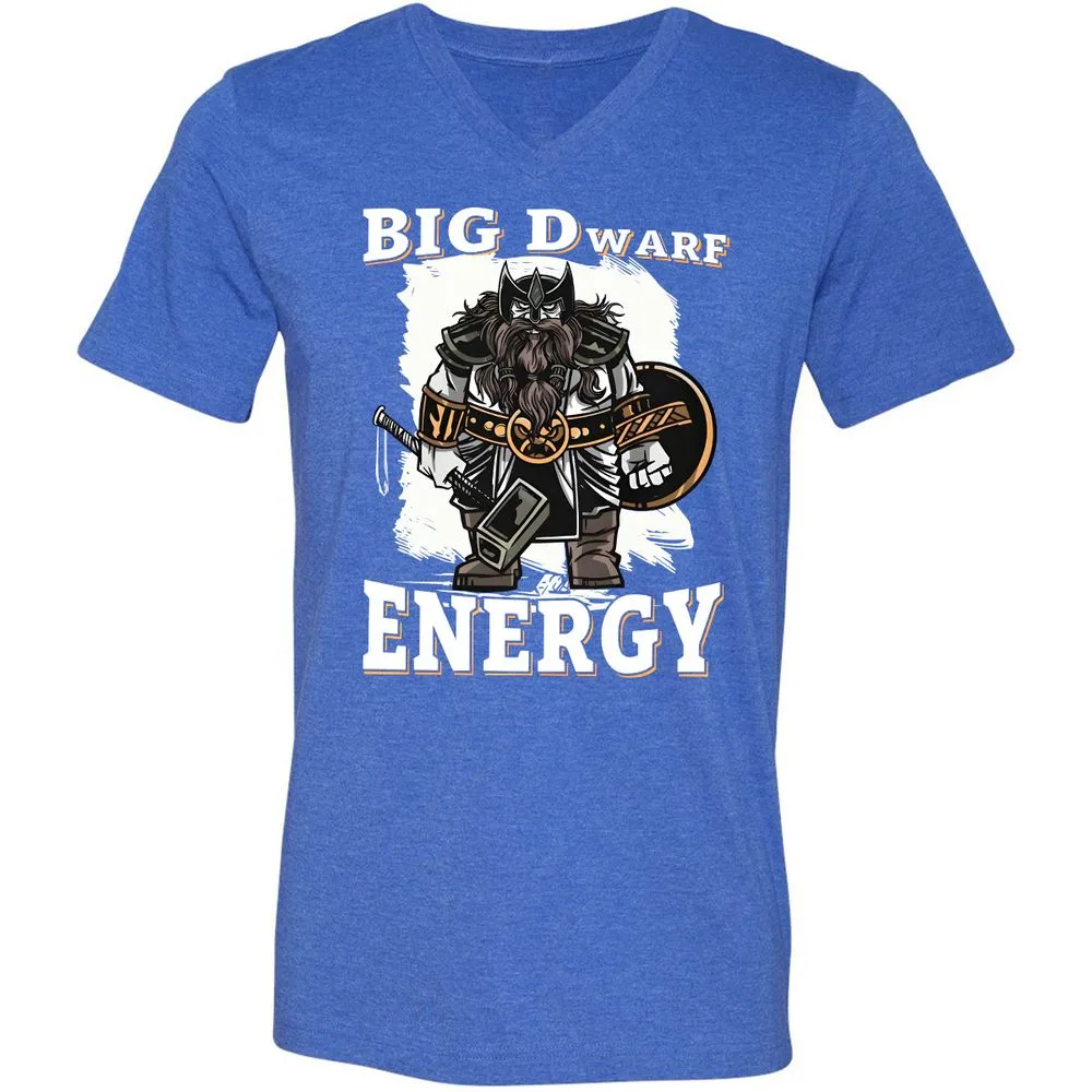 Big Dwarf Energy Unisex V-Neck T-Shirt - Heather True Royal - 14