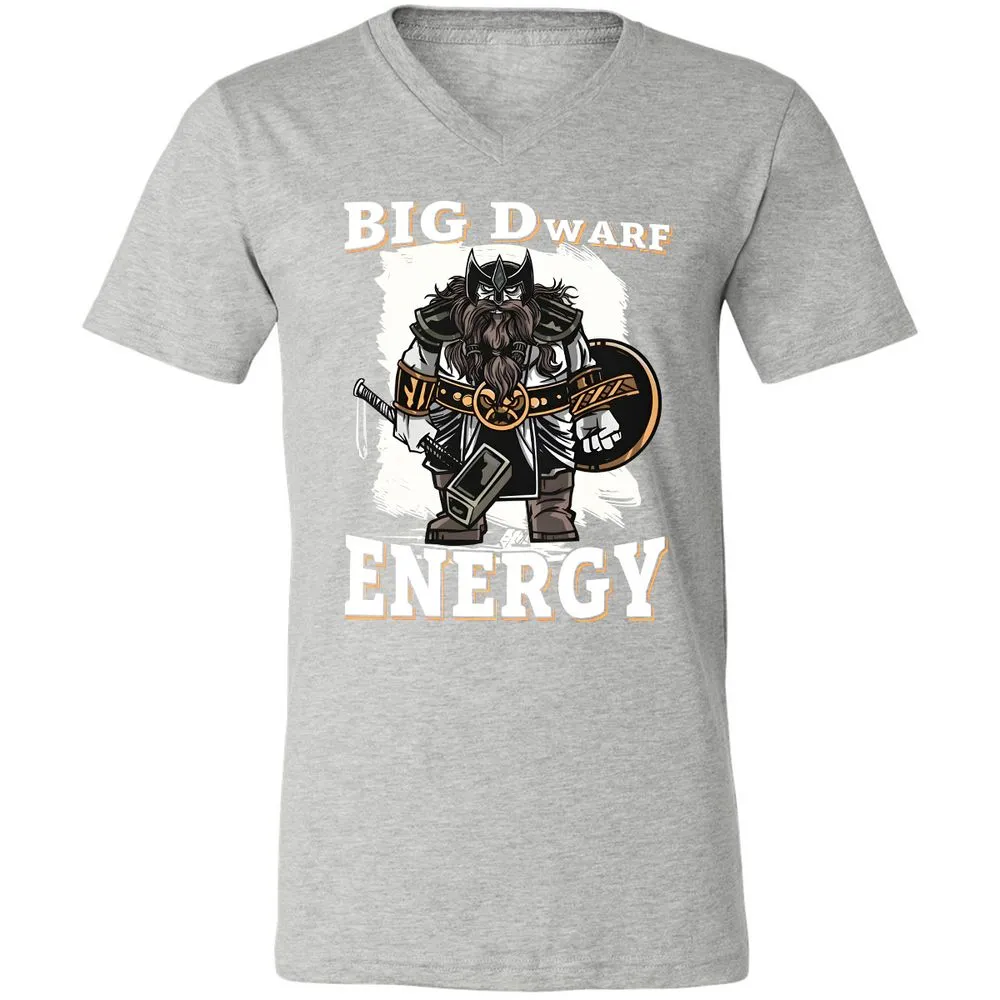 Big Dwarf Energy Unisex V-Neck T-Shirt - Athletic Heather - 7