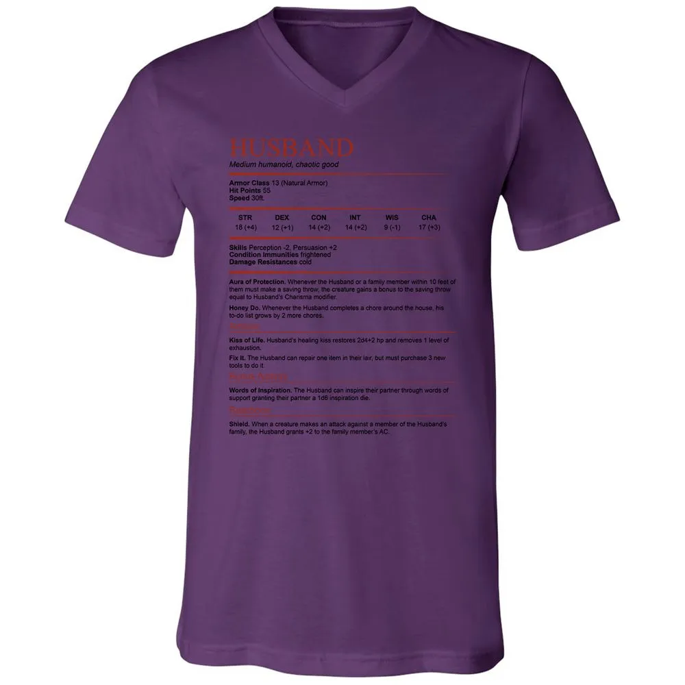 Husband White Unisex V-Neck T-Shirt - Team Purple - 2