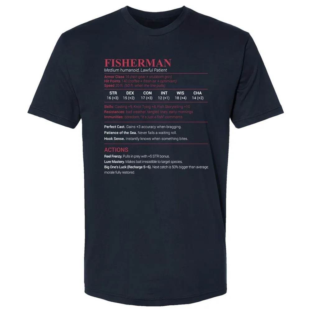 Fisherman Stats Premium Unisex T-Shirt - Midnight Navy - 2