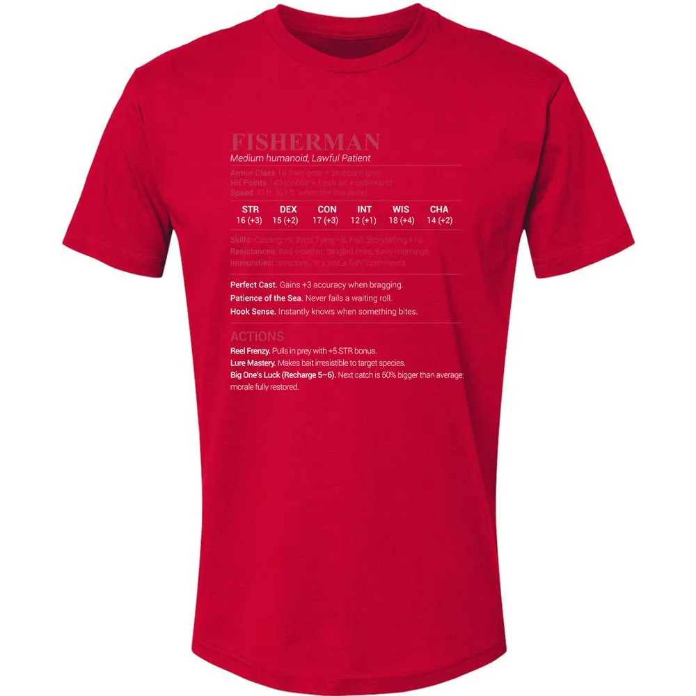 Fisherman Stats Premium Unisex T-Shirt - Red - 6