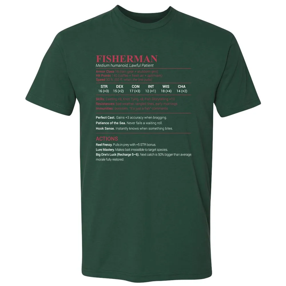 Fisherman Stats Premium Unisex T-Shirt - Forest Green - 13