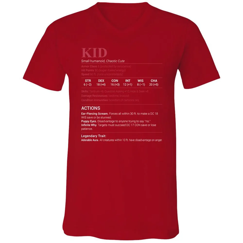 Kid Stats Unisex V-Neck T-Shirt - Red - 3