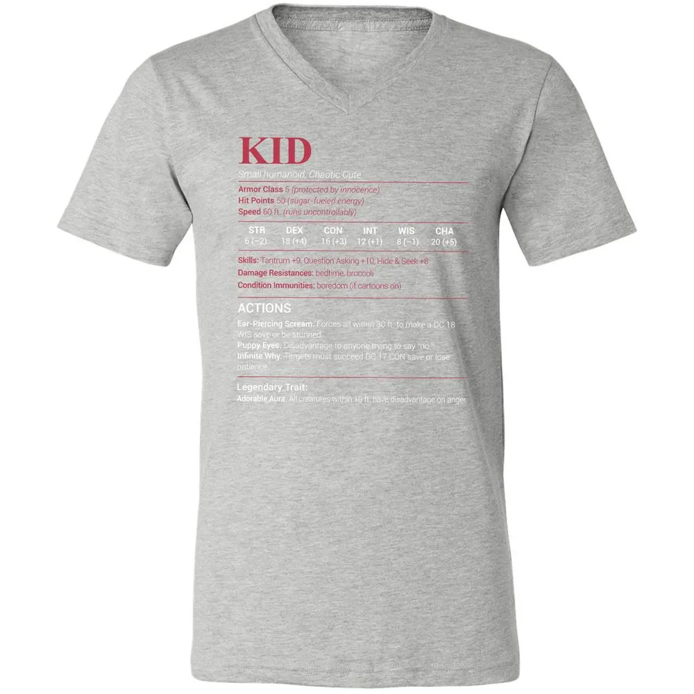 Kid Stats Unisex V-Neck T-Shirt - Athletic Heather - 7