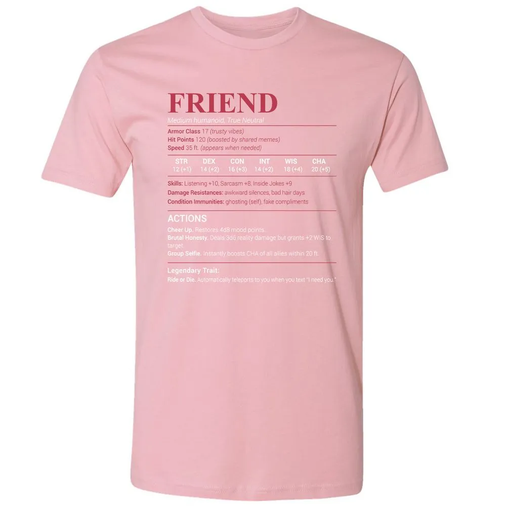 Friend Stats Premium Unisex T-Shirt - Light Pink - 3