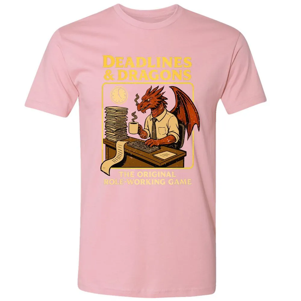 Deadlines & Dragons (Office Staff) Premium Unisex T-Shirt - Light Pink - 3