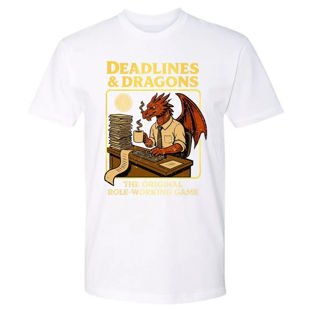 Deadlines & Dragons (Office Staff) Premium Unisex T-Shirt - White - 4