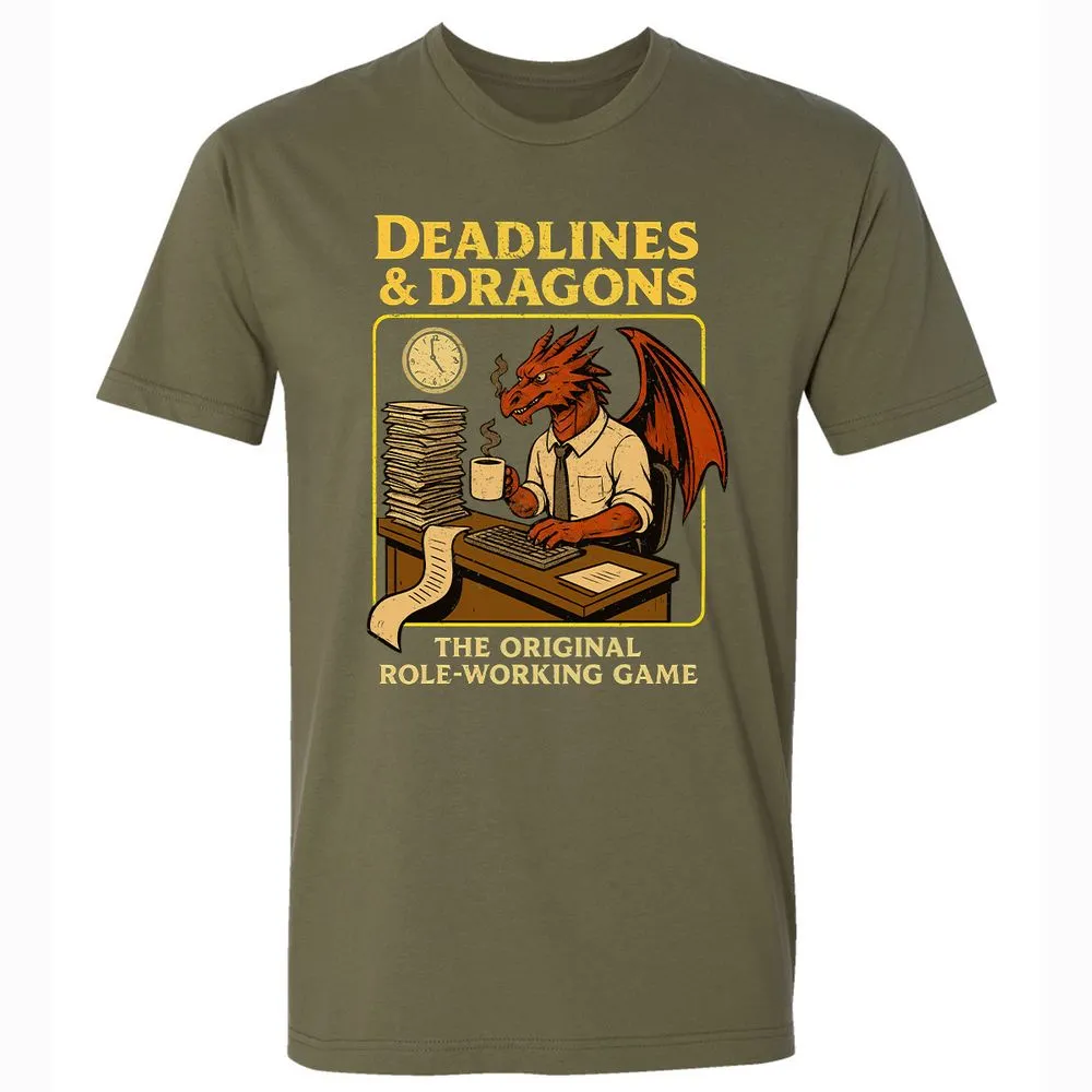 Deadlines & Dragons (Office Staff) Premium Unisex T-Shirt - Military Green - 5
