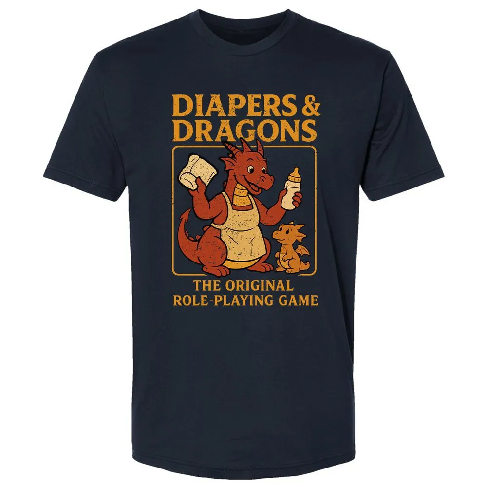 Diapers & Dragons Premium Unisex T-Shirt - Midnight Navy - 2