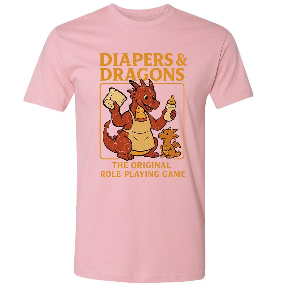 Diapers & Dragons Premium Unisex T-Shirt - Light Pink - 3