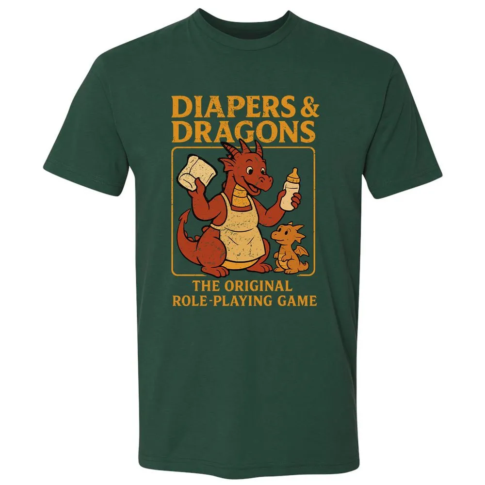 Diapers & Dragons Premium Unisex T-Shirt - Forest Green - 13