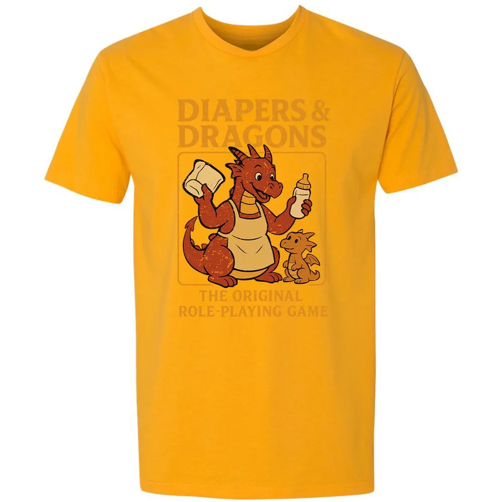 Diapers & Dragons Premium Unisex T-Shirt - Gold - 12