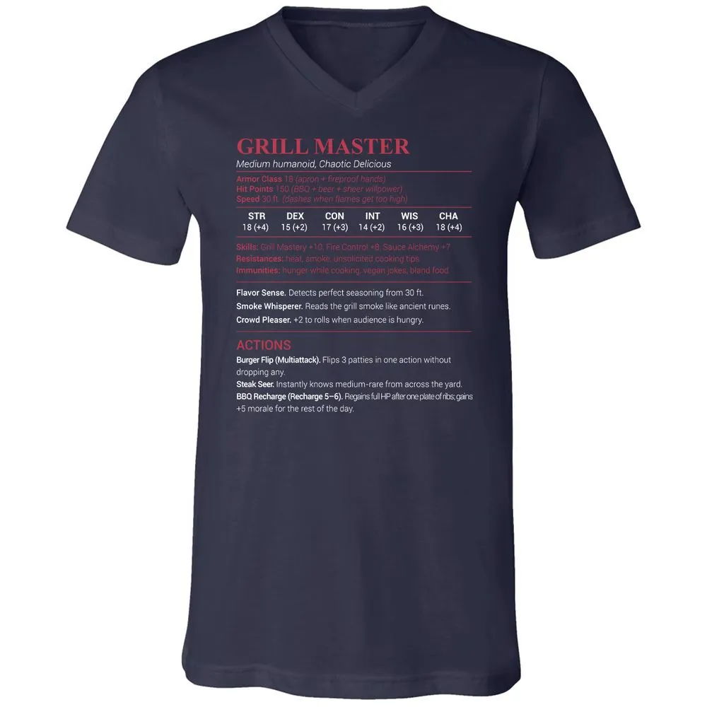 Grill Master Unisex V-Neck T-Shirt - Navy - 2
