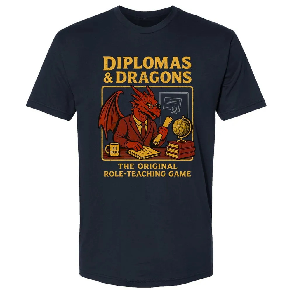 Diplomas & Dragons Premium Unisex T-Shirt - Midnight Navy - 2