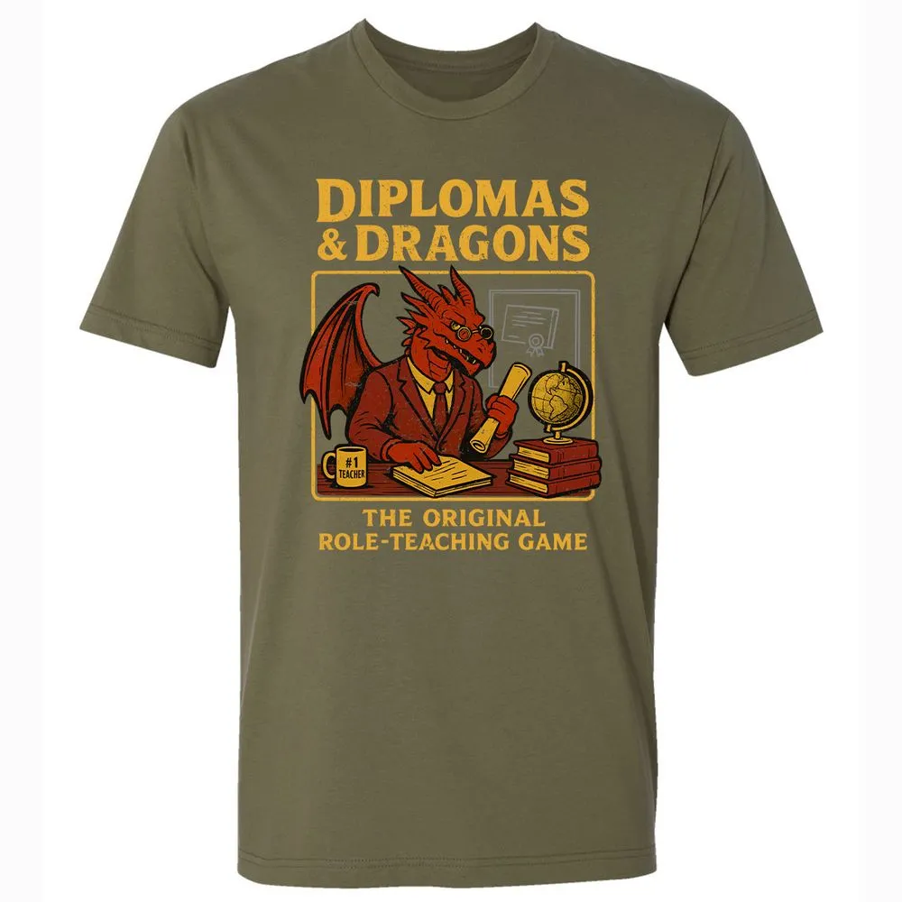 Diplomas & Dragons Premium Unisex T-Shirt - Military Green - 5