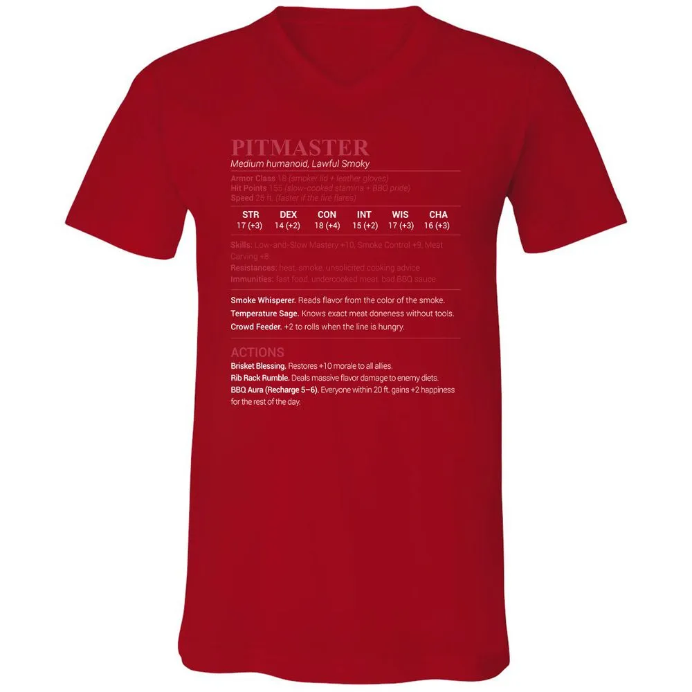 Pitmaster Stats Unisex V-Neck T-Shirt - Red - 3