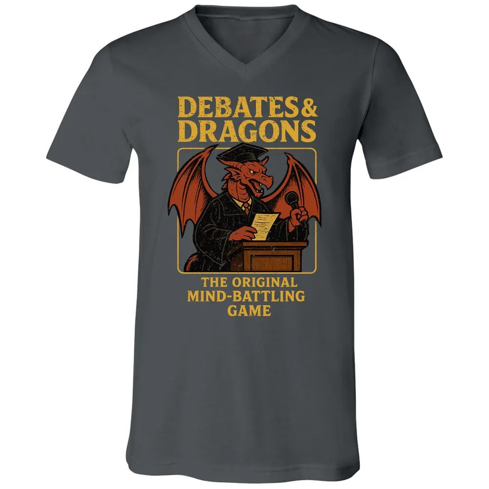 Debates & Dragons Unisex V-Neck T-Shirt - Asphalt - 12