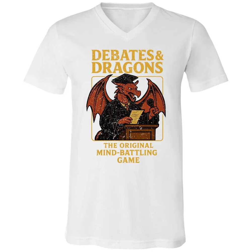 Debates & Dragons Unisex V-Neck T-Shirt - White - 5