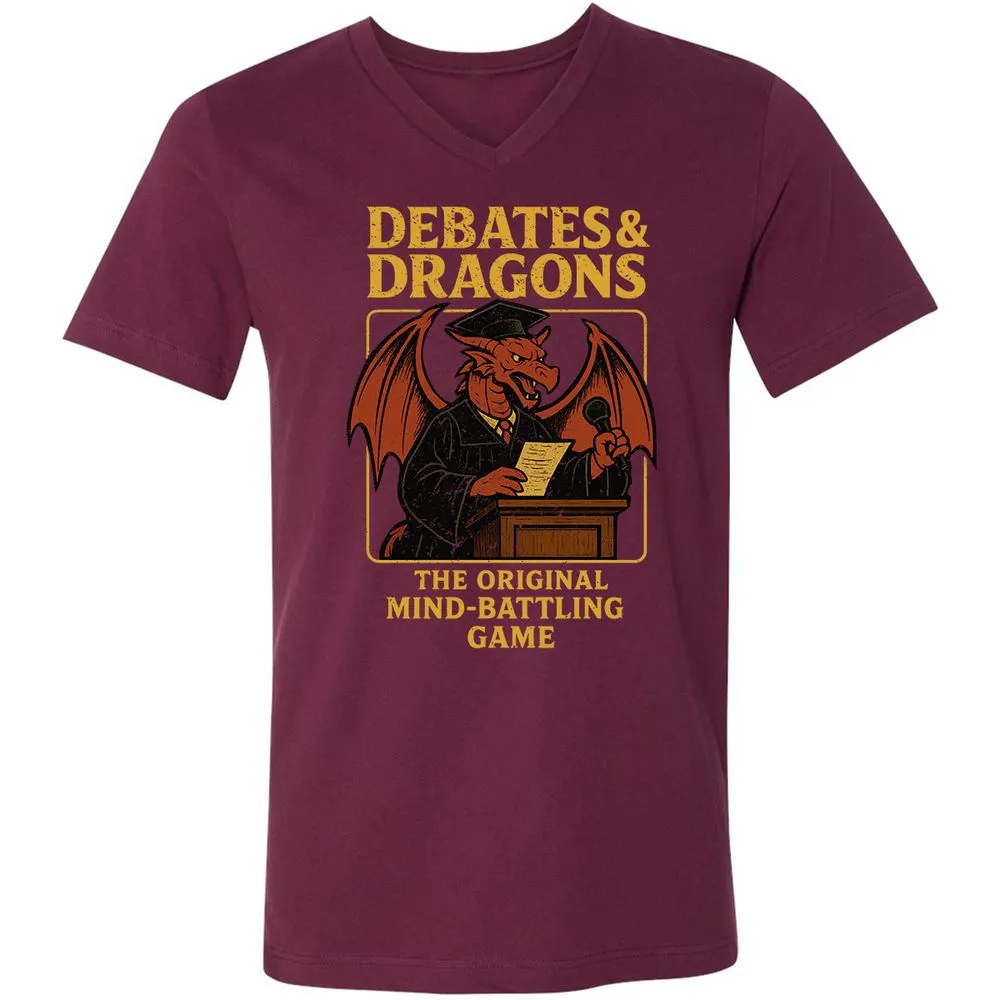 Debates & Dragons Unisex V-Neck T-Shirt - Maroon - 6
