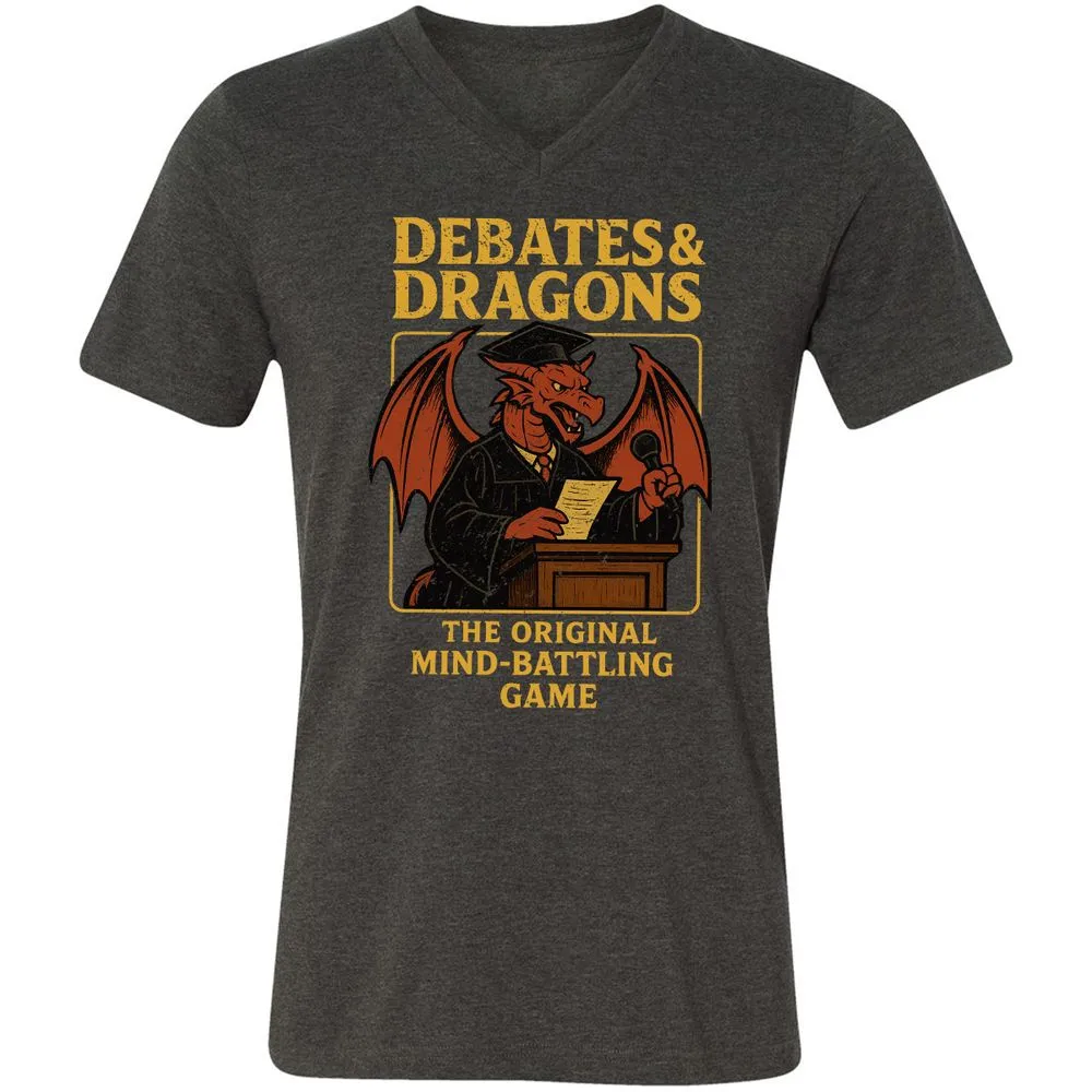 Debates & Dragons Unisex V-Neck T-Shirt - Dark Grey Heather - 8