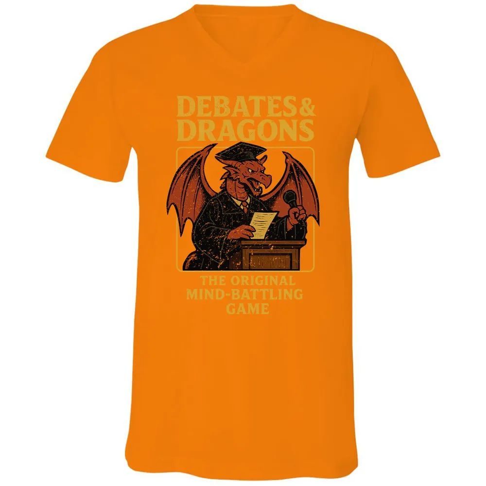 Debates & Dragons Unisex V-Neck T-Shirt - Orange - 11