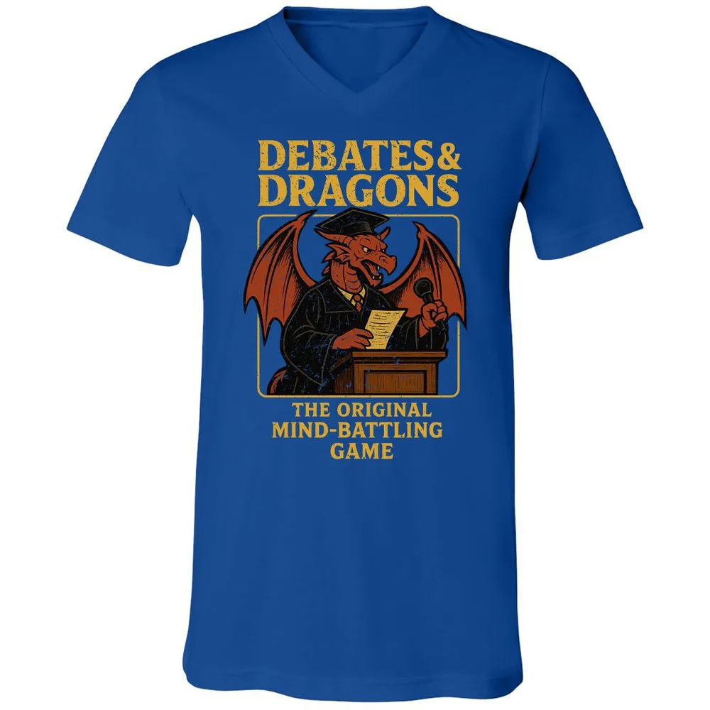 Debates & Dragons Unisex V-Neck T-Shirt - True Royal - 4