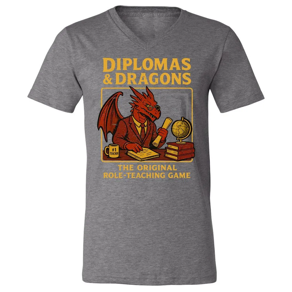 Diplomas & Dragons Unisex V-Neck T-Shirt - Deep Heather - 13