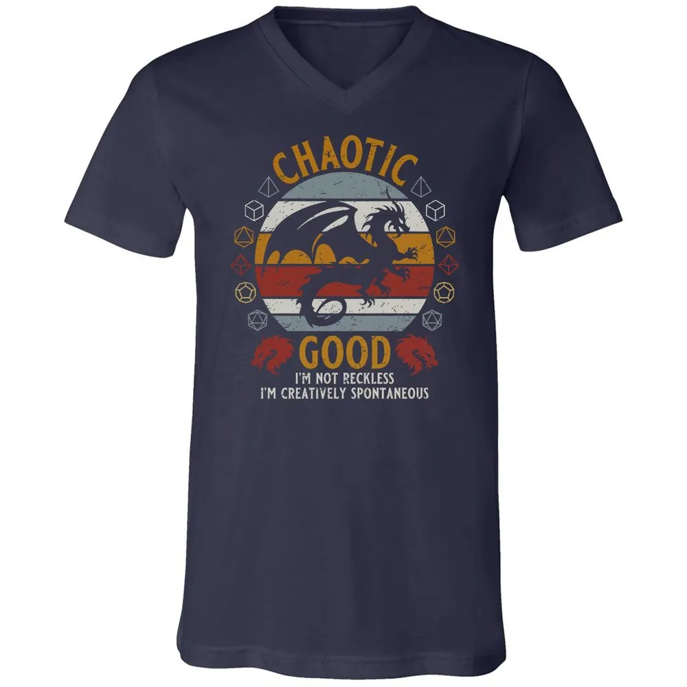 Chaotic Good Unisex V-Neck T-Shirt - Navy - 2