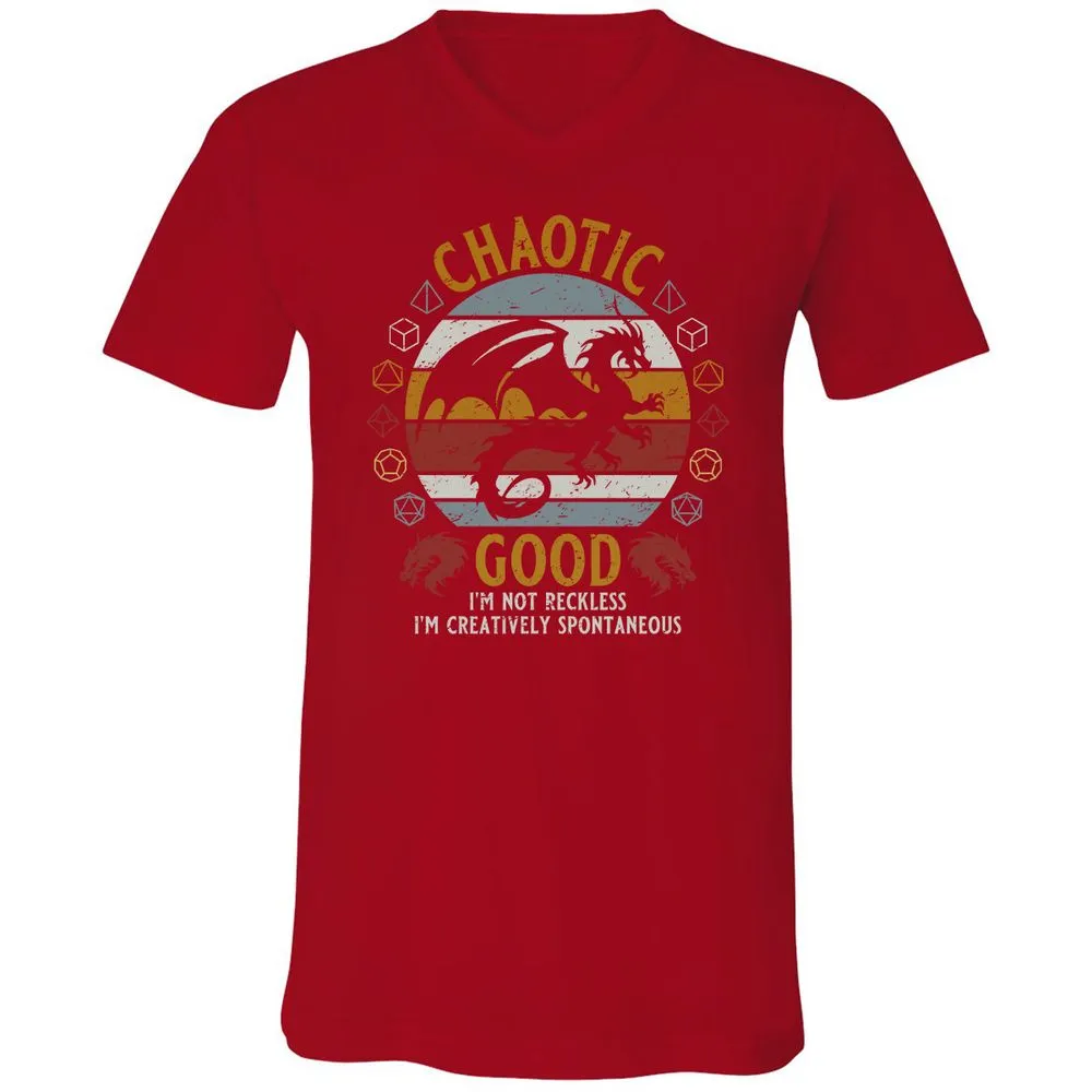 Chaotic Good Unisex V-Neck T-Shirt - Red - 3