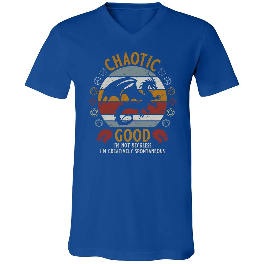 Chaotic Good Unisex V-Neck T-Shirt - True Royal - 4