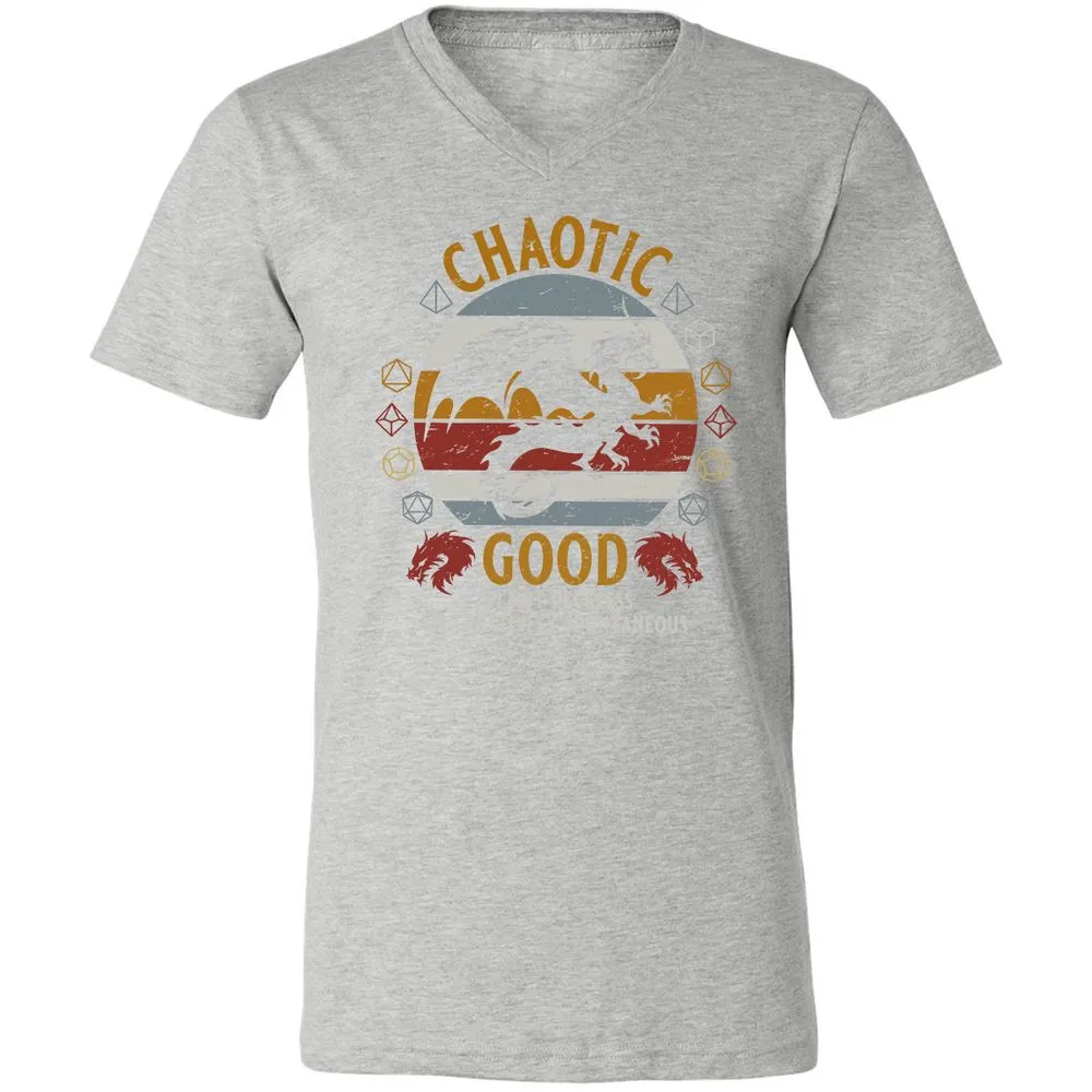Chaotic Good Unisex V-Neck T-Shirt - Athletic Heather - 7