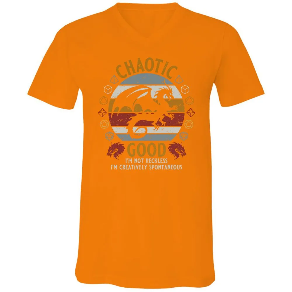 Chaotic Good Unisex V-Neck T-Shirt - Orange - 11