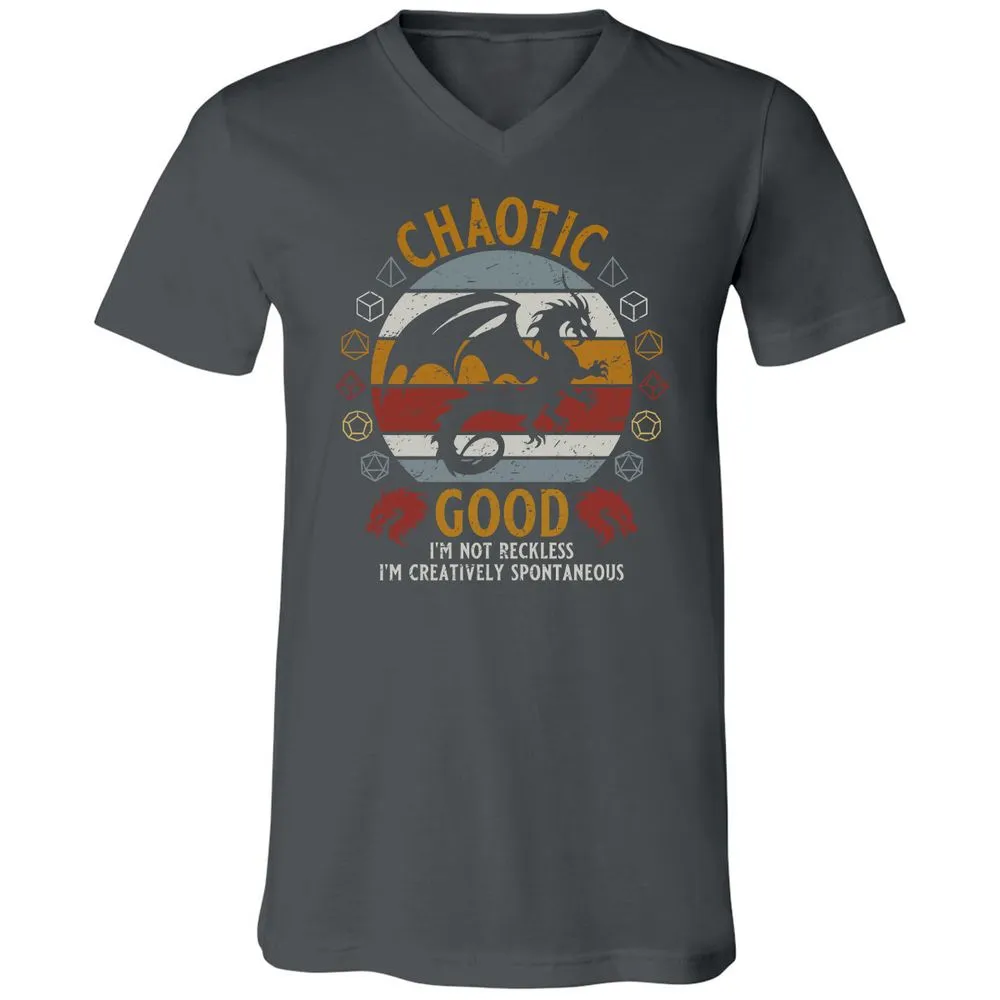 Chaotic Good Unisex V-Neck T-Shirt - Asphalt - 12